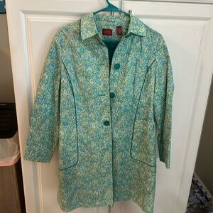 Valerie Stevens | Signature Floral Design Side Pockets | Trench Coat Rain Jacket
